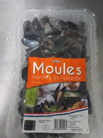 Barbé moules fraîches de hollande : photo du produit rappelé le 18/07/2023