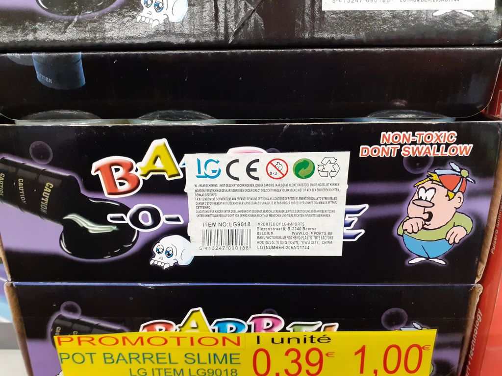 Barrel-o-slime LG-Imports : photo 3 sur 3 du produit rappelé le 26/12/2025