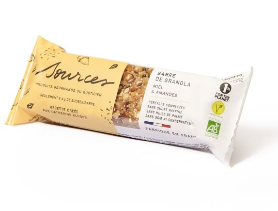 Barres individuelles miel & amandes 35g Sources : photo du produit rappelé le 01/07/2021