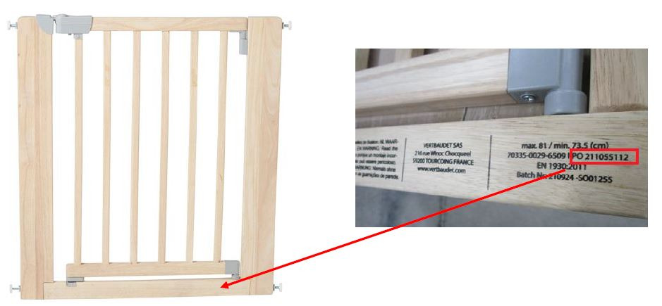 Barrière de sécurité en bois coloris naturel de marque vertbaudet : photo 2 sur 2 du produit rappelé le 16/09/2022