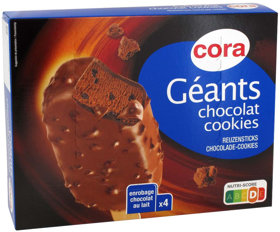 Bâtonnet chocolat cookies 4x110ml 301.2 g Cora : photo du produit rappelé le 28/07/2021