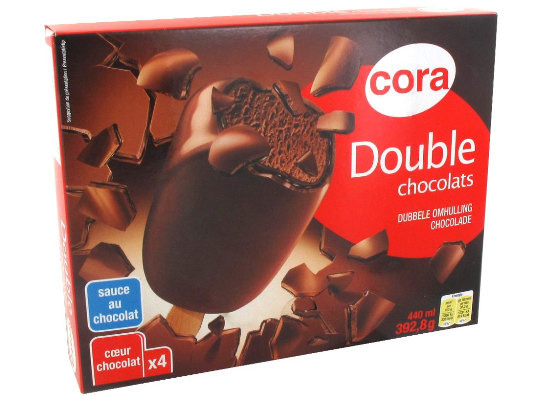 Bâtonnet double chocolat 4x110ml 393g Cora : photo du produit rappelé le 28/07/2021