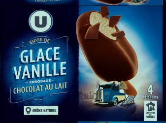 Bâtonnet envie vanille enrobage chocolat au lait u Marque U : photo du produit rappelé le 03/02/2022
