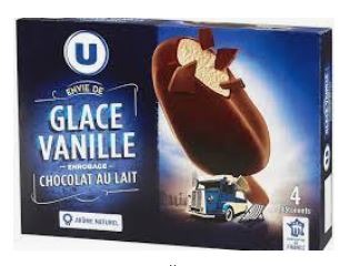 Bâtonnet envie vanille enrobage chocolat au lait u x4 258g : photo du produit rappelé le 03/12/2021