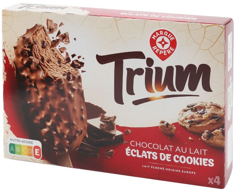Batonnets chocolat lait cookies x4 Trium : photo du produit rappelé le 03/12/2021