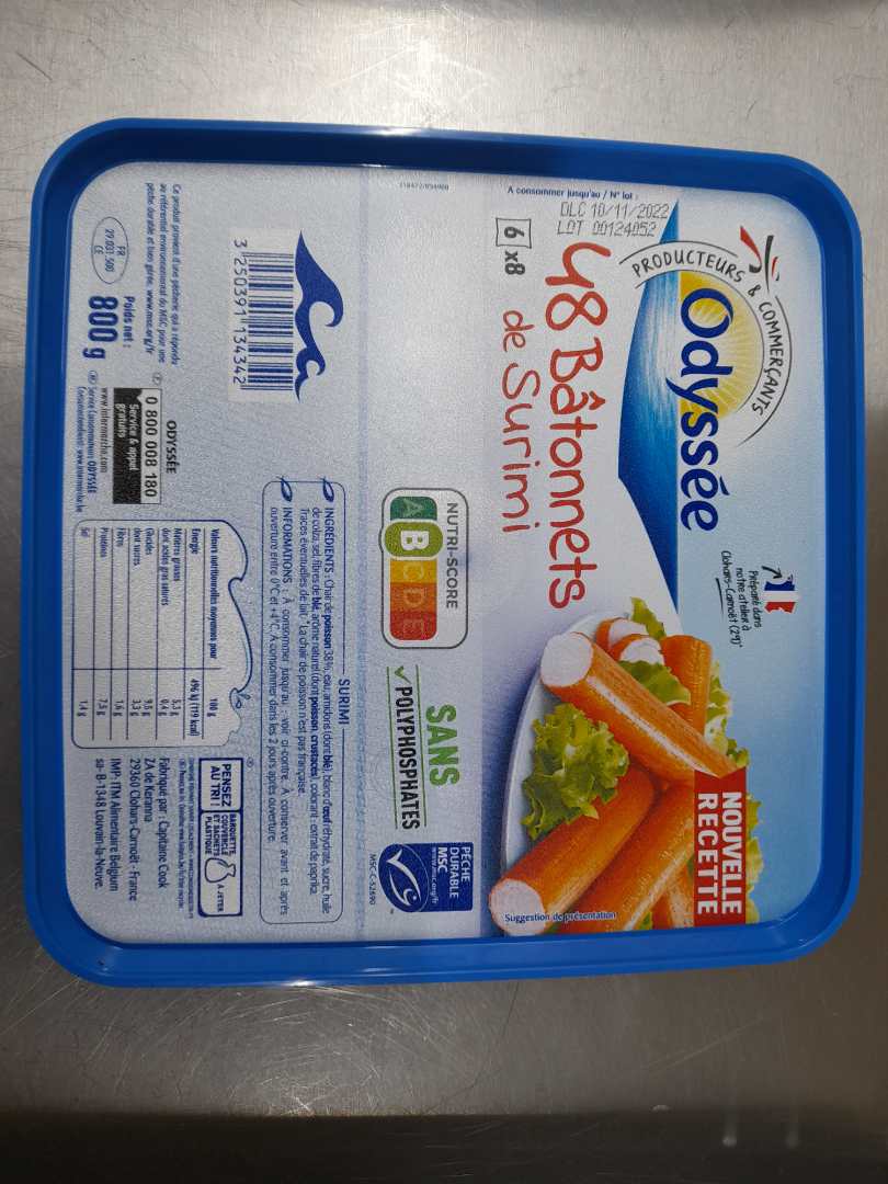 Bâtonnets de surimi Odyssee : photo du produit rappelé le 06/09/2022