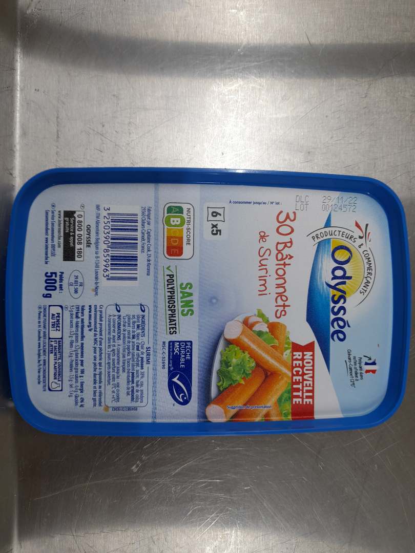 Bâtonnets de surimi Odyssee : photo 2 sur 2 du produit rappelé le 06/09/2022