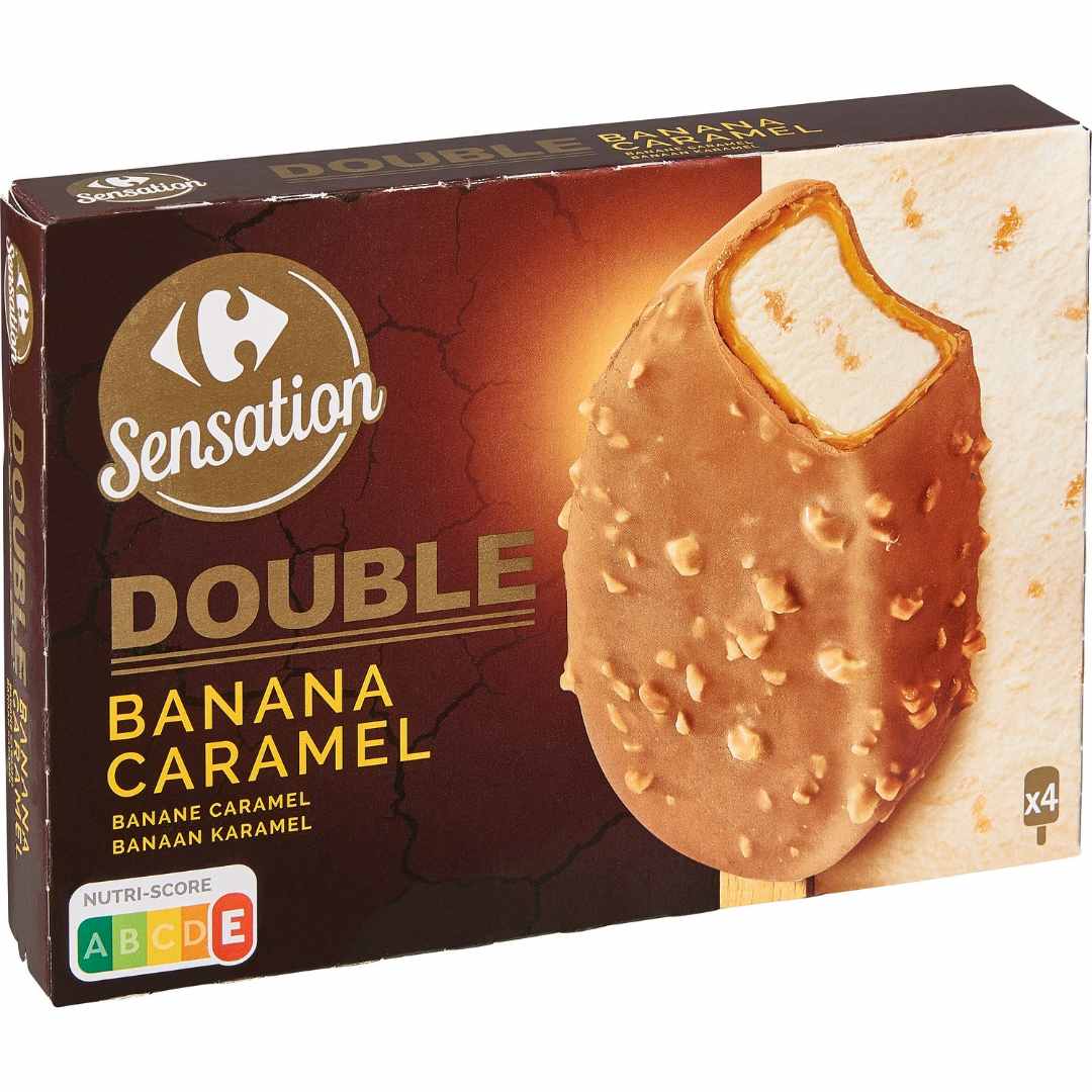 Bâtonnets double banana caramel x4 Carrefour Sensation : photo du produit rappelé le 29/07/2021
