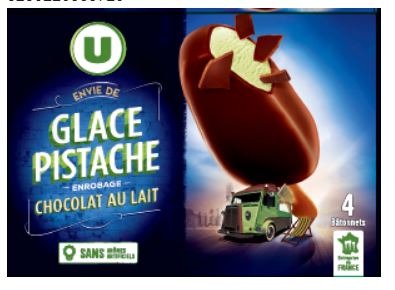 Bâtonnets envie de glace pistache u Marque U : photo du produit rappelé le 03/02/2022
