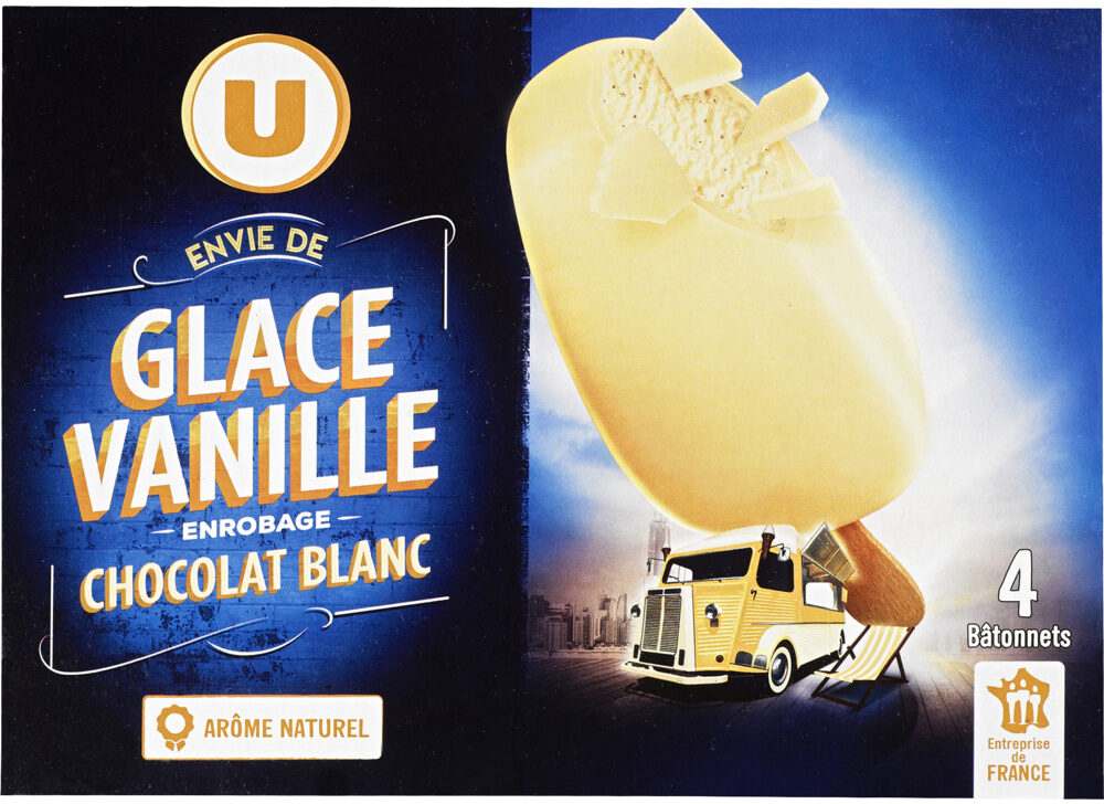 Bâtonnets envie vanille chocolat blanc u Marque U : photo du produit rappelé le 03/02/2022