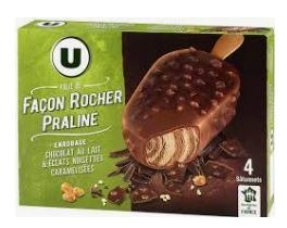 Bâtonnets folie de chocolat noisette - u - x4, 262 g : photo du produit rappelé le 03/12/2021
