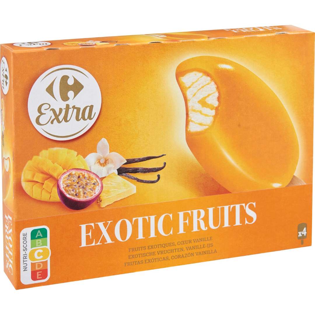 Bâtonnets fruits exotiques - exotic fruits x4 Carrefour / Carrefour Extra : photo du produit rappelé le 29/07/2021