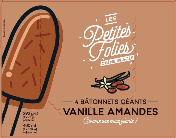 Batonnets geants vanille amandes Toupargel : photo du produit rappelé le 23/02/2022