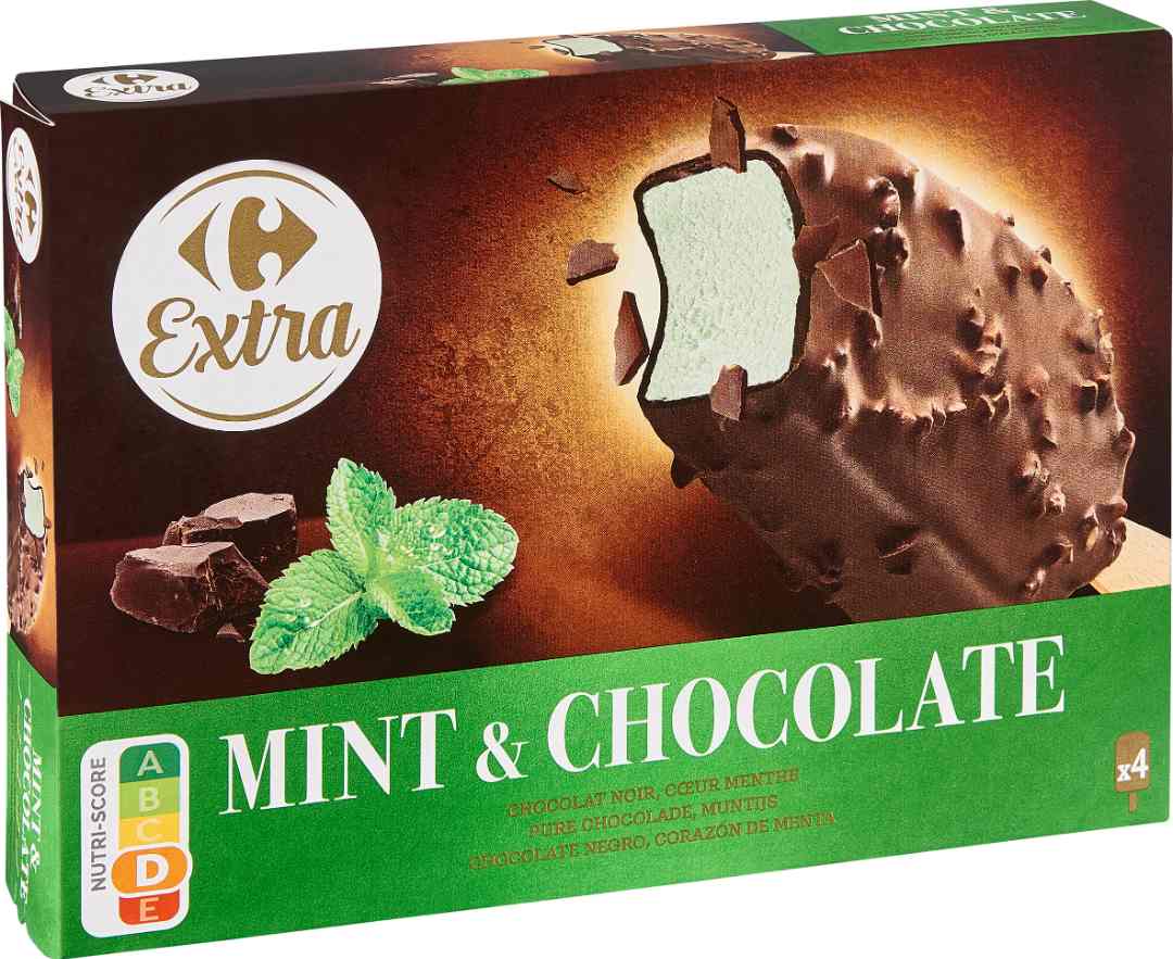 Bâtonnets mint & chocolate x4 Carrefour Extra : photo du produit rappelé le 29/07/2021