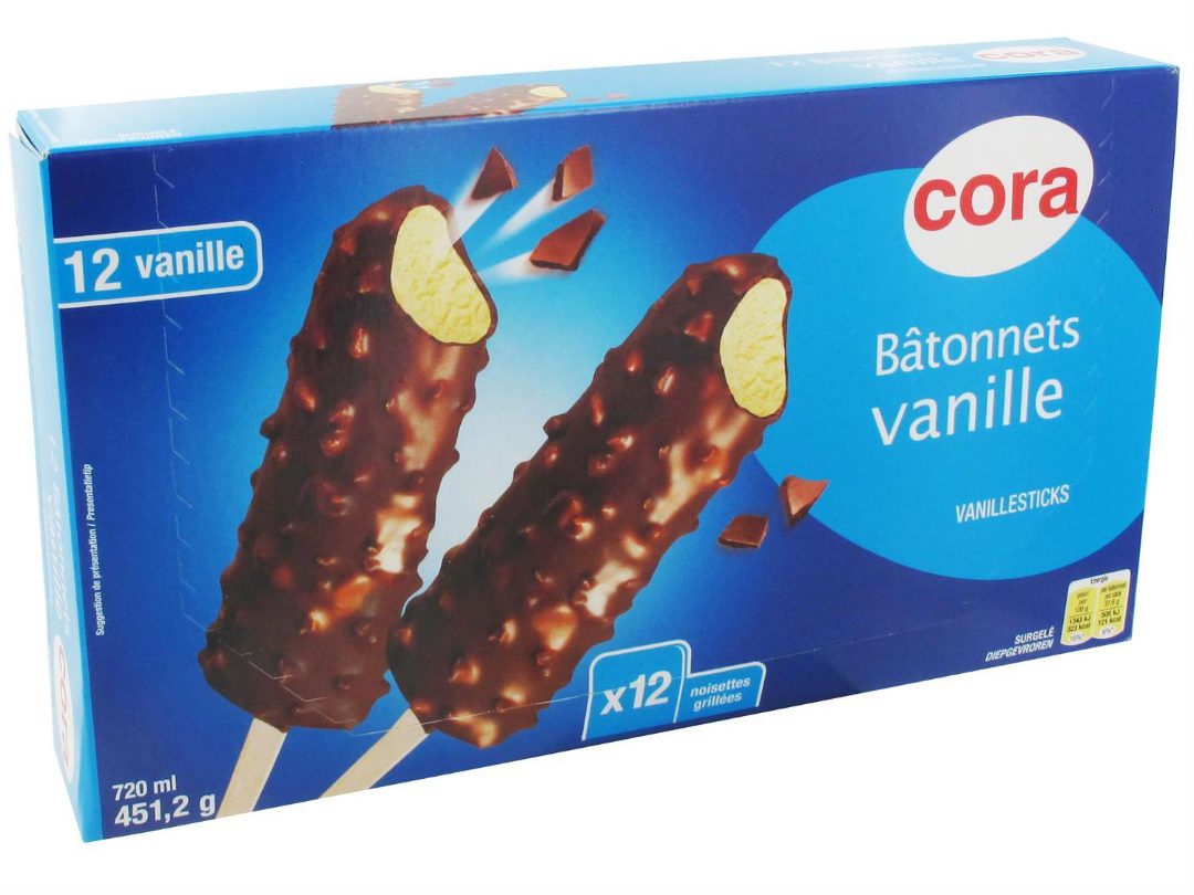 Bâtonnets vanille 12x60 ml Cora : photo du produit rappelé le 28/07/2021
