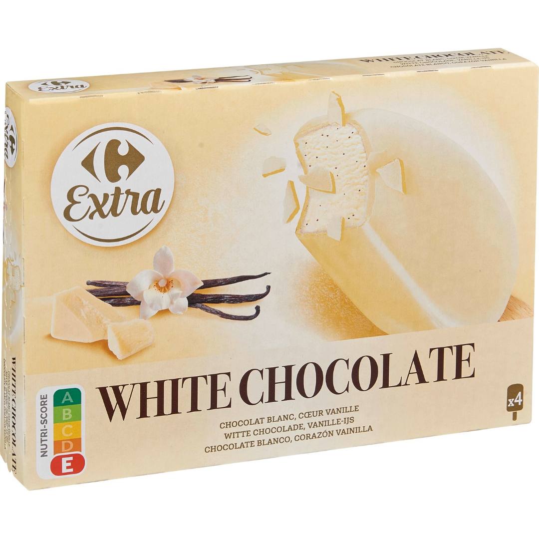 Bâtonnets vanille chocolat blanc - white Carrefour / Carrefour Extra : photo du produit rappelé le 29/07/2021