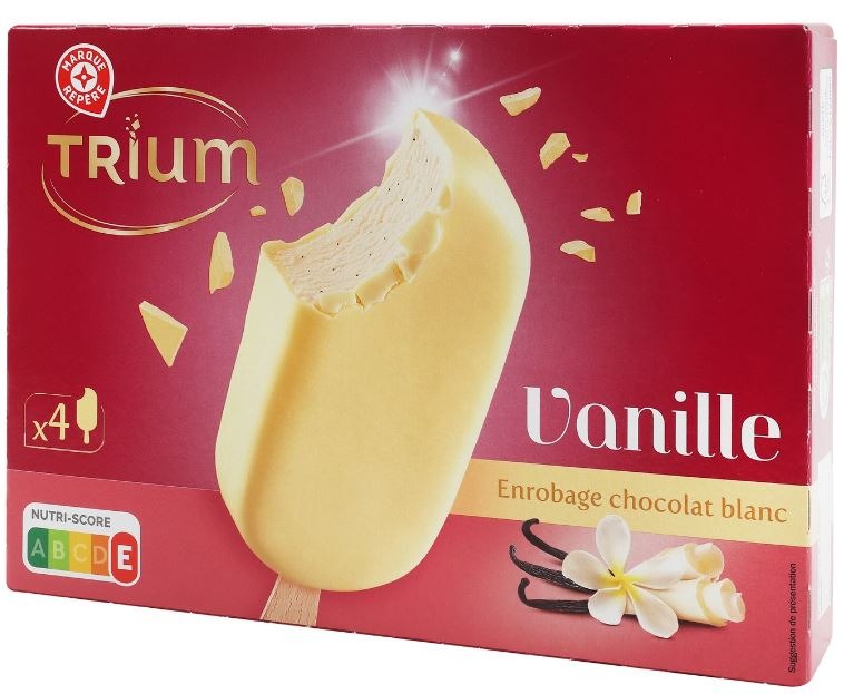 Batonnets vanille chocolat blanc x4 308g Trium : photo 2 sur 2 du produit rappelé le 29/07/2021