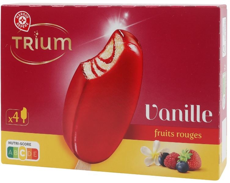 Batonnets vanille fruits rouges x4 Trium : photo du produit rappelé le 03/12/2021