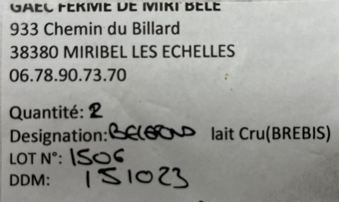 Belefond La Ferme de Miri'bêle : photo du produit rappelé le 05/09/2023