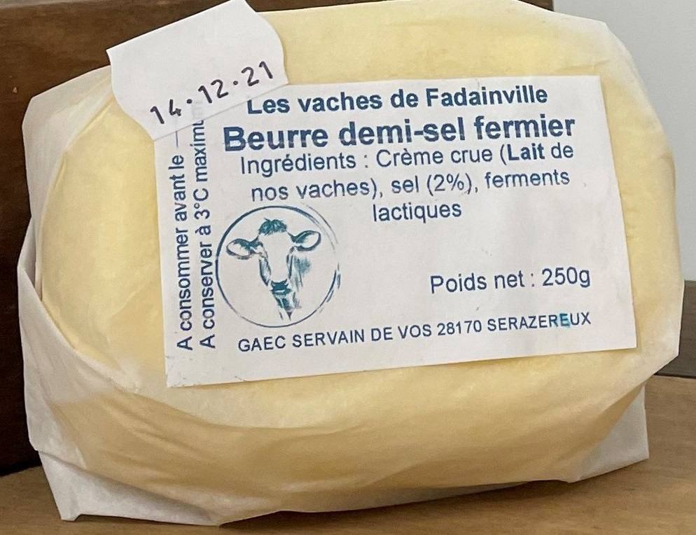 Beurre cru demi-sel Les Vaches de Fadainville : photo du produit rappelé le 07/02/2023
