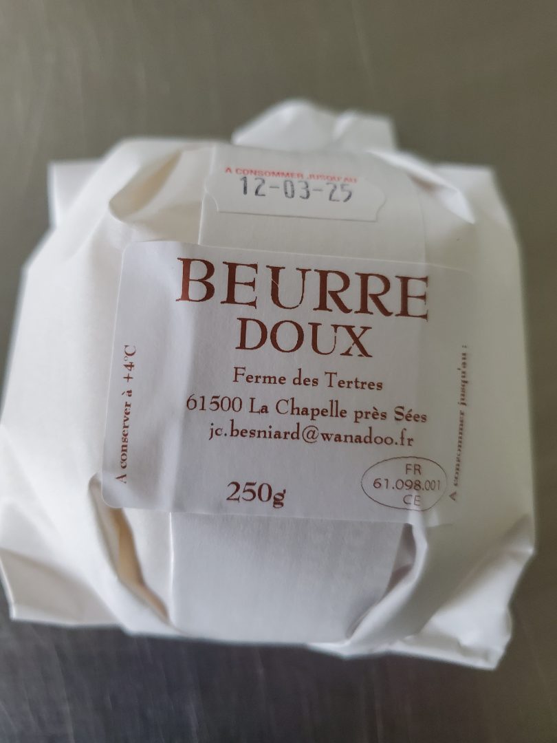 Beurre cru Ferme des Tertres : photo du produit rappelé le 28/02/2025