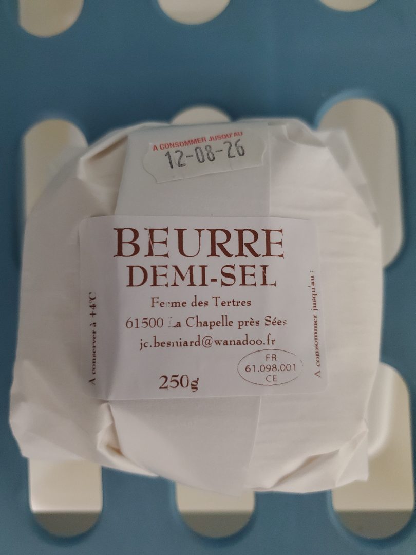Beurre cru La Ferme des Tertres : photo du produit rappelé le 30/07/2026