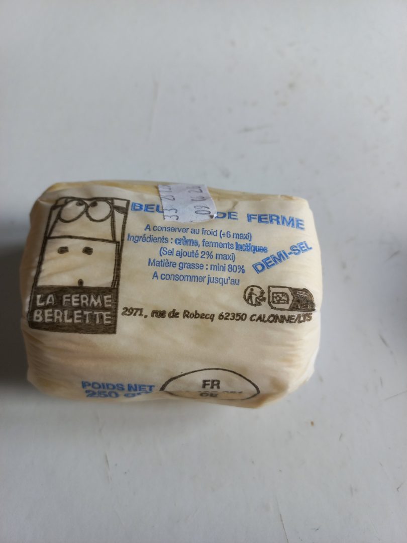 Beurre de ferme 250 g La Ferme Berlette : photo du produit rappelé le 01/06/2026