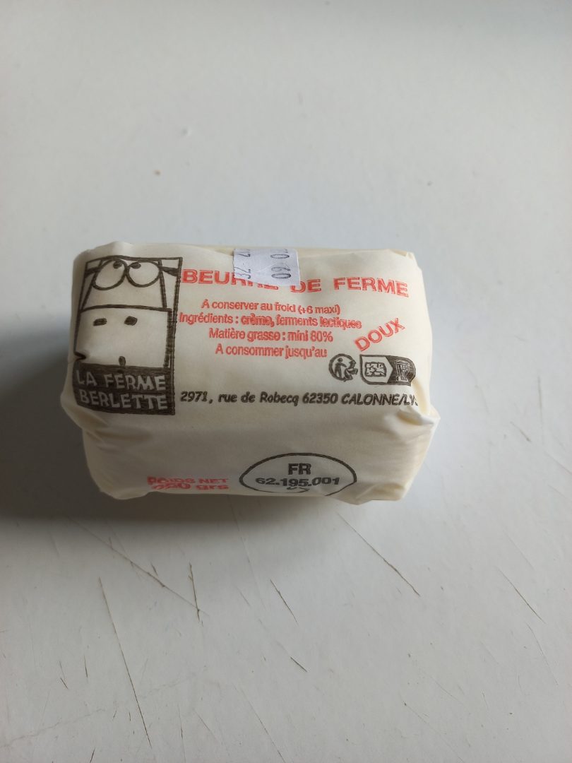 Beurre de ferme 250 g La Ferme Berlette : photo 2 sur 2 du produit rappelé le 01/06/2026
