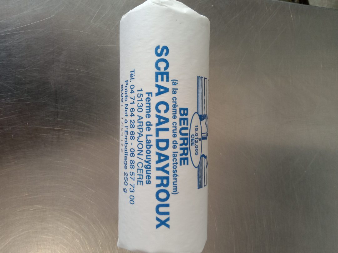 Beurre et creme Scea Caldayroux : photo du produit rappelé le 18/10/2023