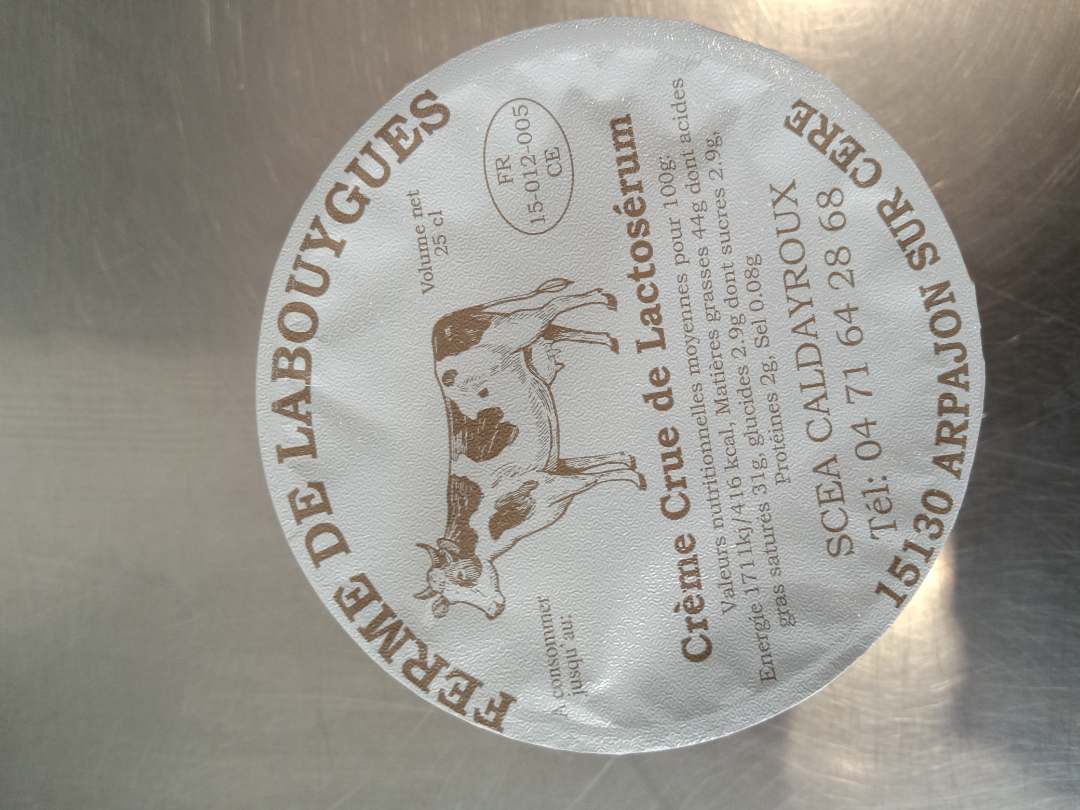 Beurre et creme Scea Caldayroux : photo 2 sur 2 du produit rappelé le 18/10/2023