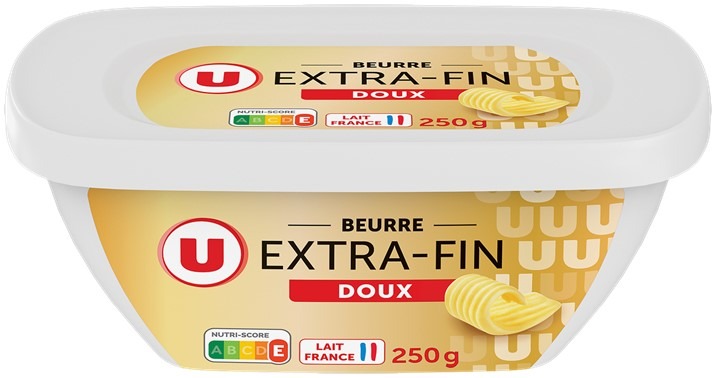 Beurre extra fin doux 82%mg, u barquette 250g : photo du produit rappelé le 24/06/2025