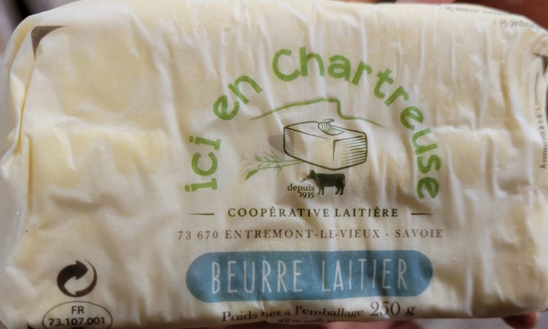 Beurre laitier Ici en Chartreuse : photo du produit rappelé le 08/06/2023