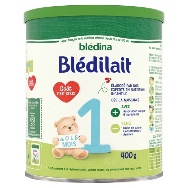 Bledilait 1er âge 0-6 mois 400g Bledina : photo du produit rappelé le 05/02/2026