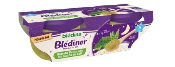 Blédîner brocolis petits pois riz touche de lait Bledina : photo du produit rappelé le 20/10/2023