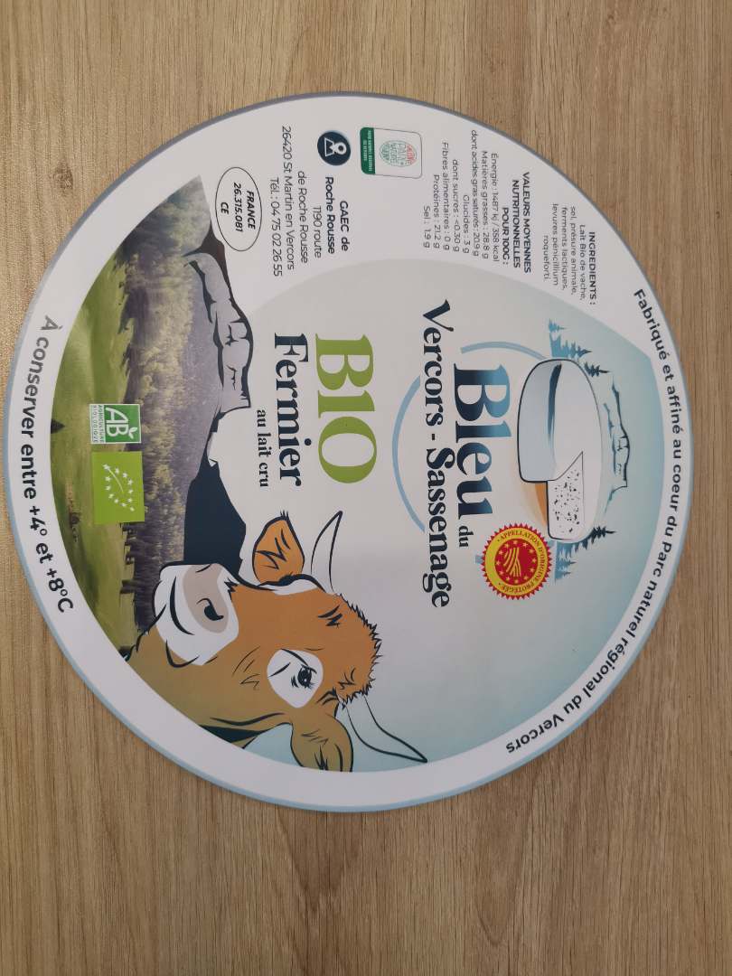 Bleu du vercors sassenage Ferme de Roche Rousse : photo du produit rappelé le 10/11/2023