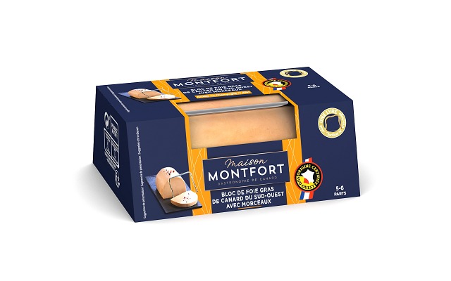Bloc de foie gras de canard avec morceaux - barquette Montfort : photo du produit rappelé le 31/05/2021