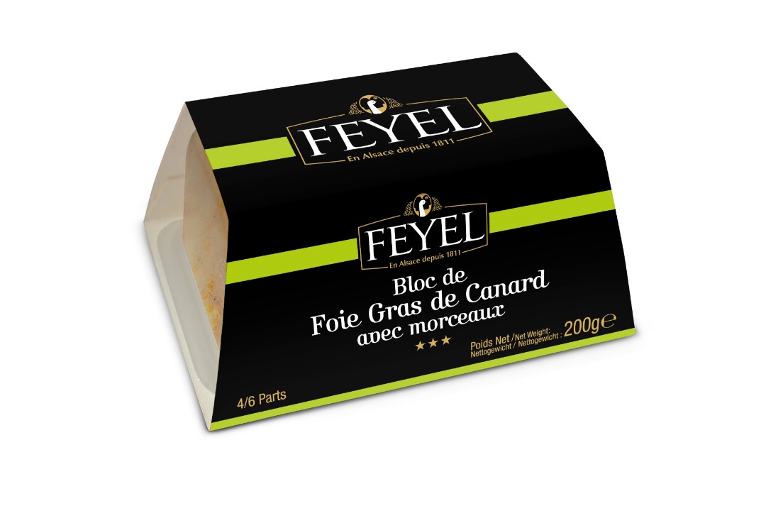 Bloc de foie gras de canard avec morceaux Feyel : photo du produit rappelé le 15/12/2022