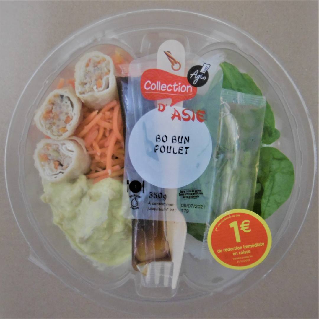 Bo bun poulet. Salade composée de vermicelle de riz Collection d'Asie Agis : photo du produit rappelé le 05/07/2021