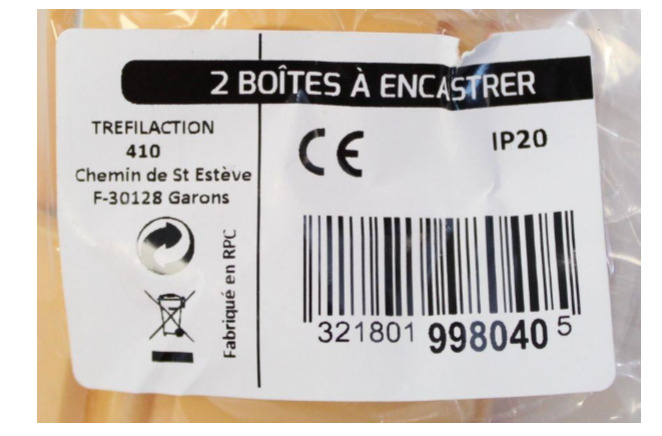 Boîtes à encastrer Trefilaction : photo 2 sur 2 du produit rappelé le 17/05/2021