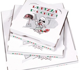 Boites pizza rouge et verte Cenpac : photo du produit rappelé le 18/03/2022