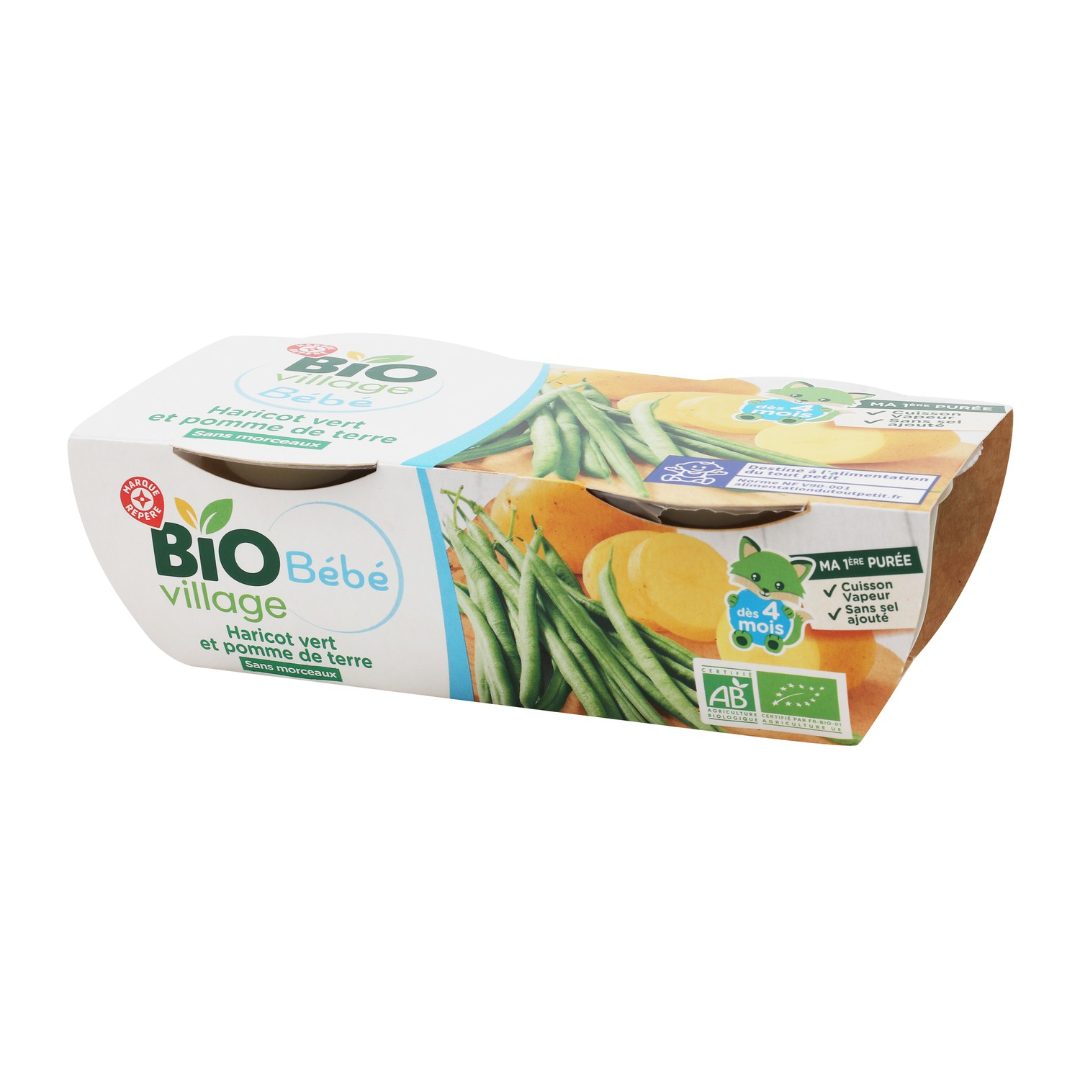 Bol haricot vert et pomme de terre 2x120g BIO Village Bebe : photo du produit rappelé le 30/11/2022