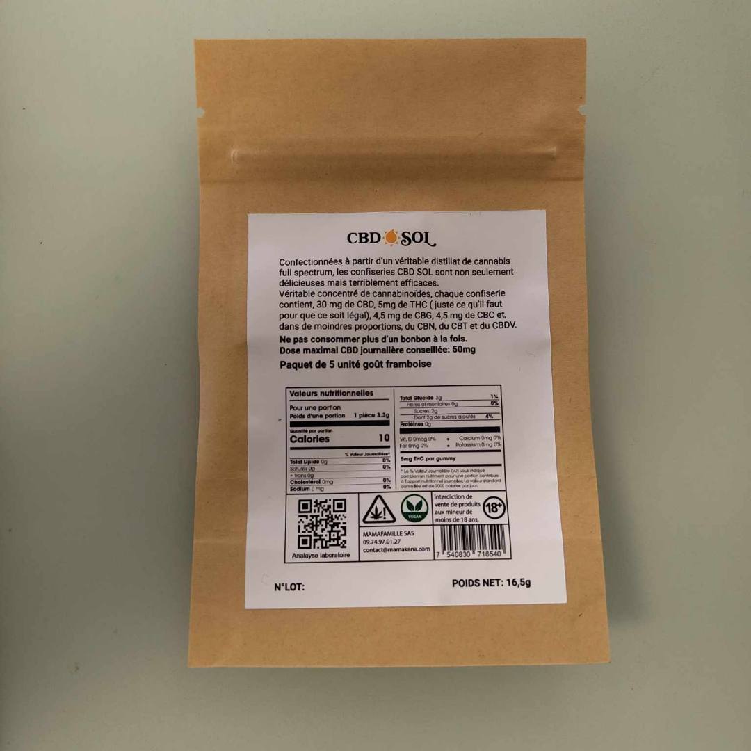 Bonbons CBD Cbdsol : photo du produit rappelé le 29/08/2023