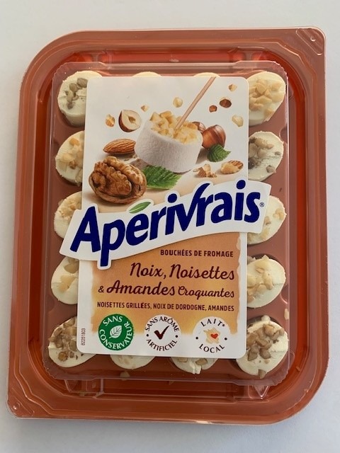 Bouchées de fromage noix, noisettes et amandes croquantes Apérivrais : photo du produit rappelé le 02/06/2023