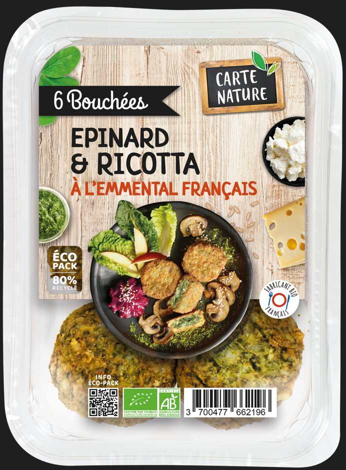 Bouchées épinards et ricotta Carte Nature et Kambio : photo du produit rappelé le 08/06/2023