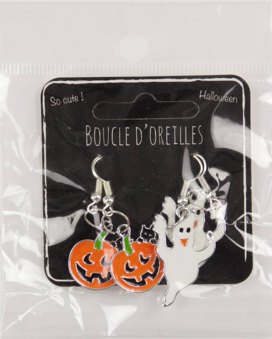 Boucles d oreilles deux paires citrouilles et fantomes Party Pro : photo 3 sur 4 du produit rappelé le 11/04/2022