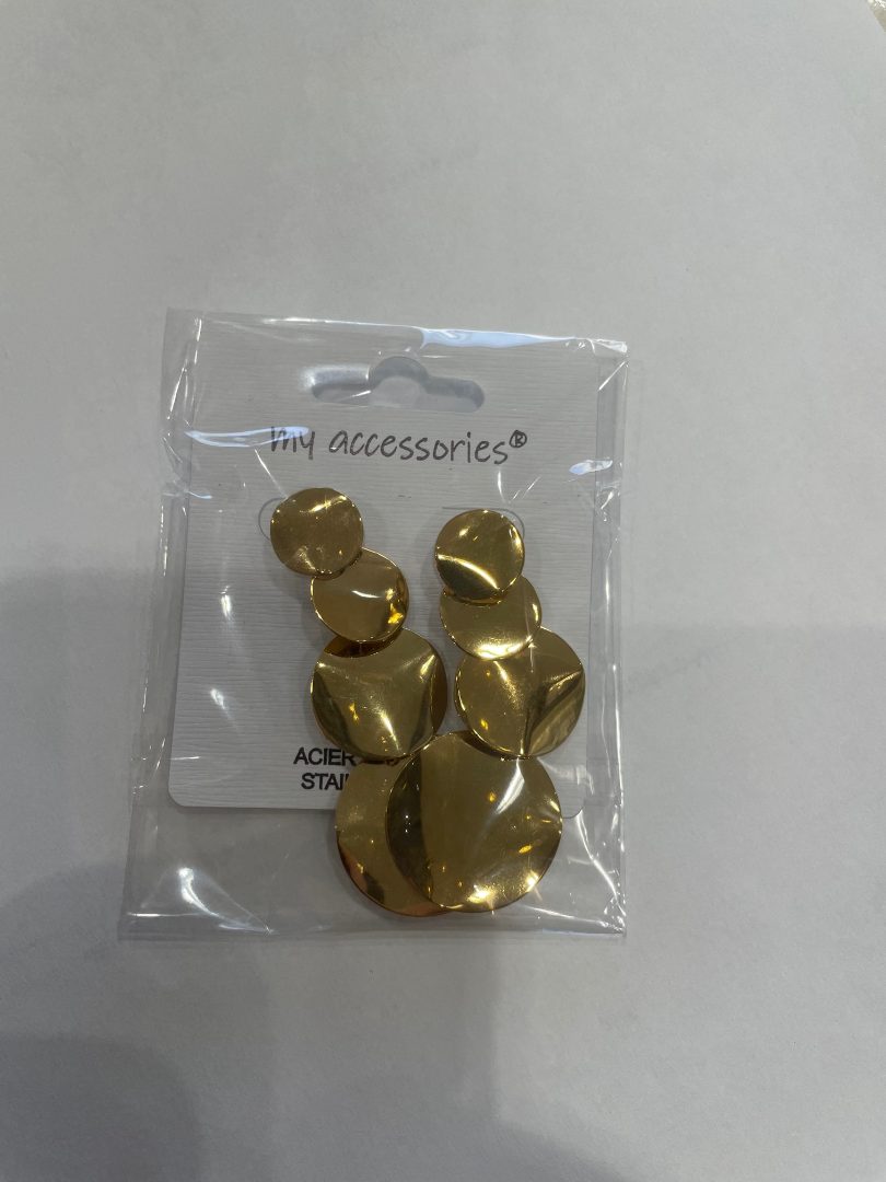 Boucles d'oreilles dorées 4 pastilles My Accessories : photo du produit rappelé le 17/04/2023