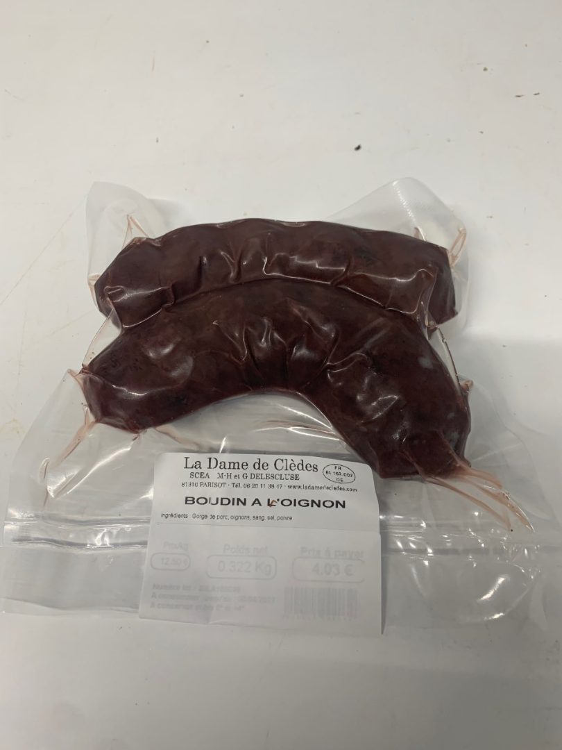 Boudin a l'oignon La Dame de Clèdes : photo du produit rappelé le 22/04/2022