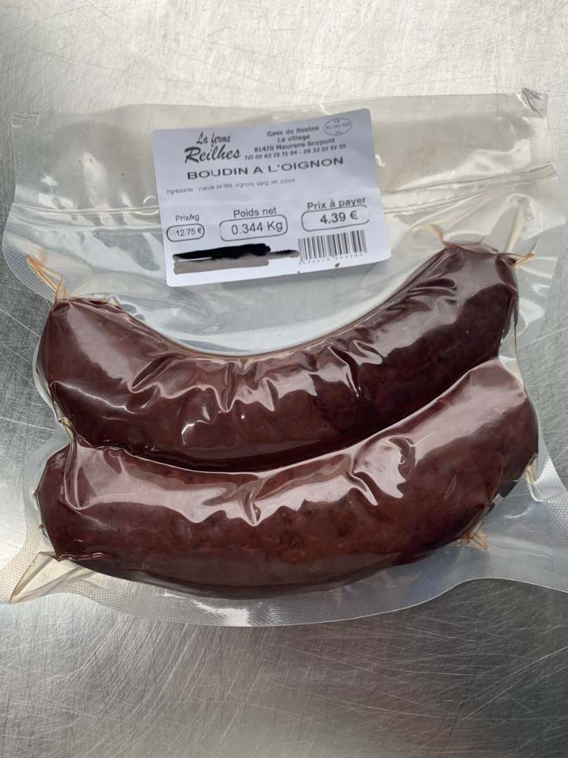 Boudin a l'oignon La Ferme Reilhes : photo du produit rappelé le 22/04/2022