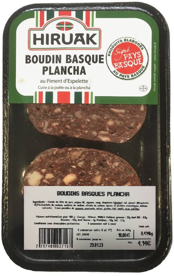 Boudin basque plancha Hiruak : photo 3 sur 4 du produit rappelé le 09/12/2022