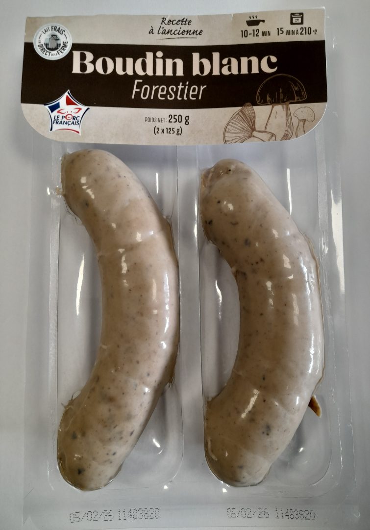 Boudin blanc à l'ancienne forestier : photo du produit rappelé le 16/01/2026